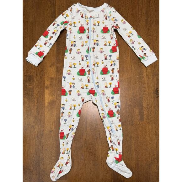 Janie and Jack holiday Peanuts Snoopy One Piece Footed Pajamas Sleeper 18-24 M - Picture 1 of 2
